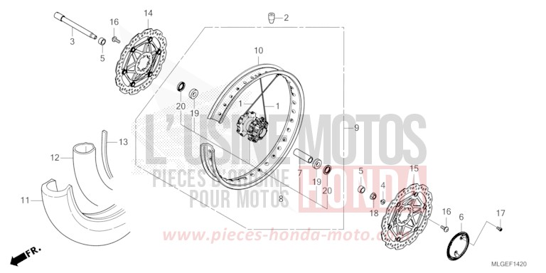 ROUE AVANT (1) de Africa Twin DCT GRAND PRIX RED (R380B) 2023